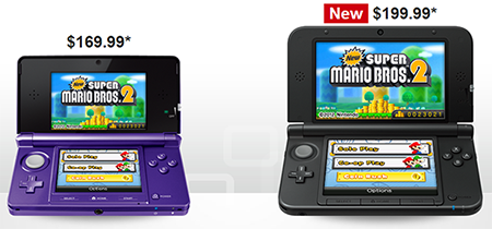 Prices for the Nintendo 3DS and 3DS XL