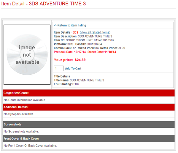 Adventure Time 3 Release Date and Price leak