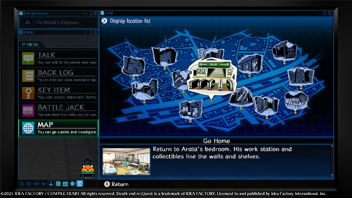 As Arata in visual novel mode there are a variety of places to explore