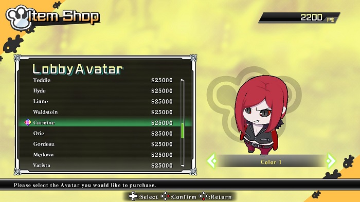 This is where the player spends points for new avatars in BBTAG.