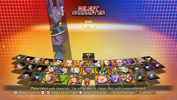 Character Select Screen in Dragon Ball FighterZ