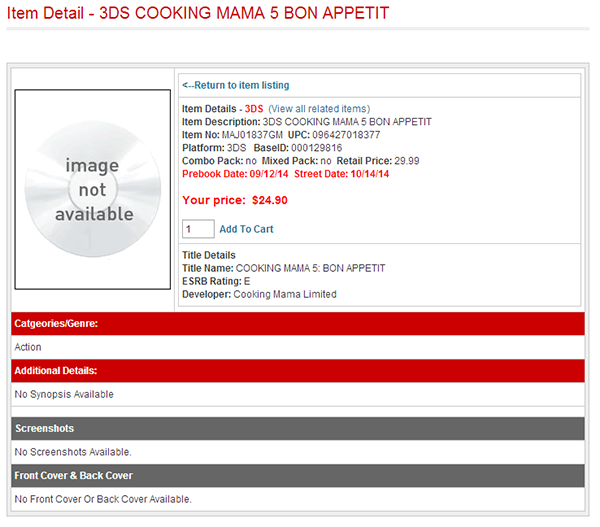 Cooking Mama 5 Born Appetit Release Date and Price leak