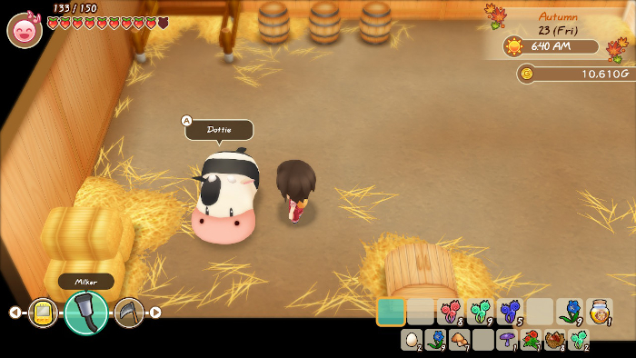 A cow in Story of Seasons: Friends of Mineral Town