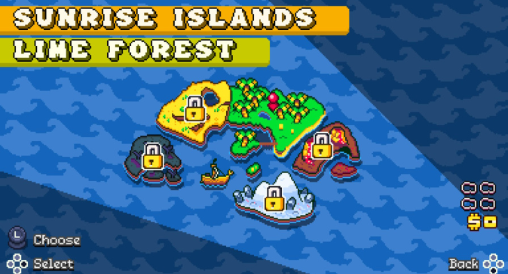 Sunrise Islands shows a map of the locations in Dandy and Randy DX