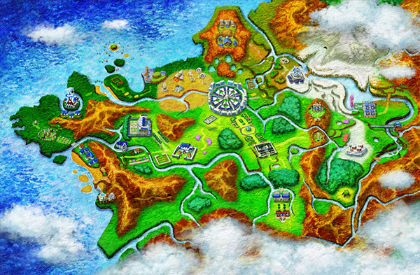 Pokemon X and Y Kalos region map