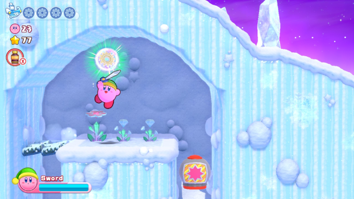 Finding an energy sphere in Kirby's Return to Dream Land Deluxe 