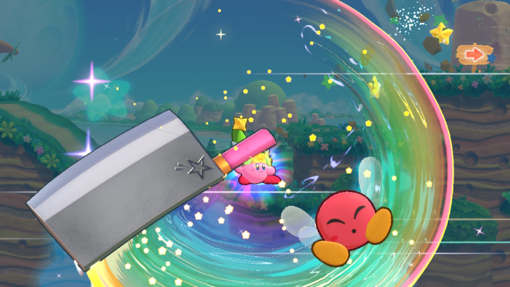 Using the Ultra Sword Super Ability in Kirby's Return to Dream Land Deluxe 