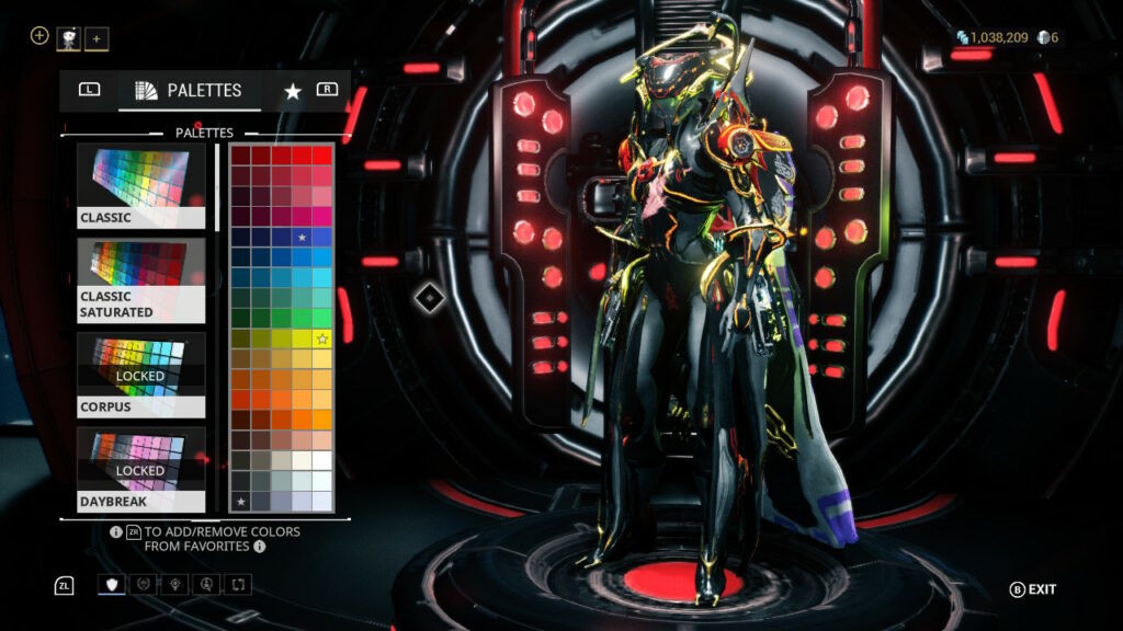 Large Unclockable Color Palette Options fpr both Warframes and weapons