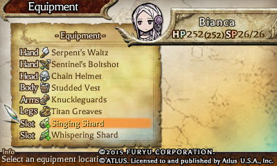 Equipping Items in The Legend of Legacy