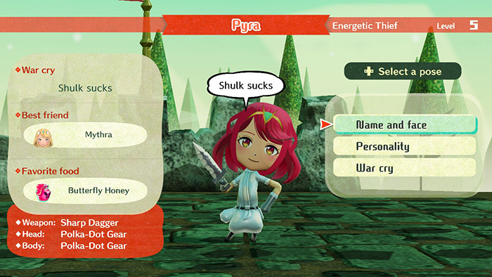 Pyra in Miitopia on the Nintendo Switch