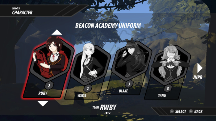 RWBY: Grimm Eclipse select a character