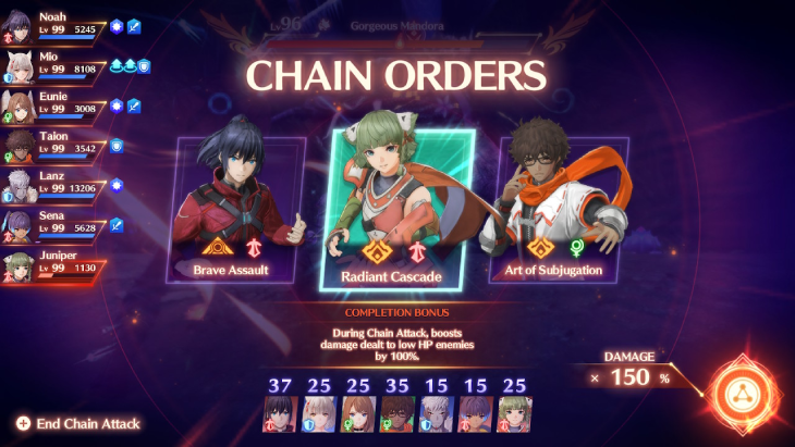 Using the Chain Order of a Hero in a Chain Attack in Xenoblade Chronicles 3