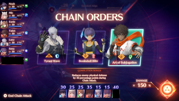 Selecting Taion's Chain Order in a Chain Attack in Xenoblade Chronicles 3