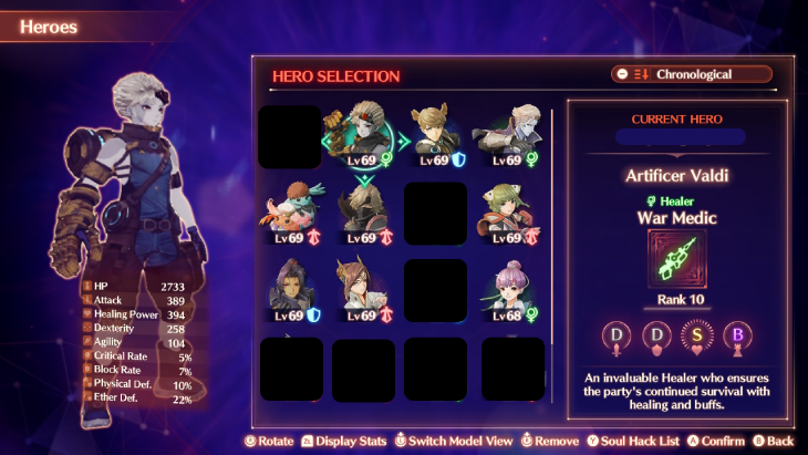 The Hero Roster in Xenoblade Chronicles 3