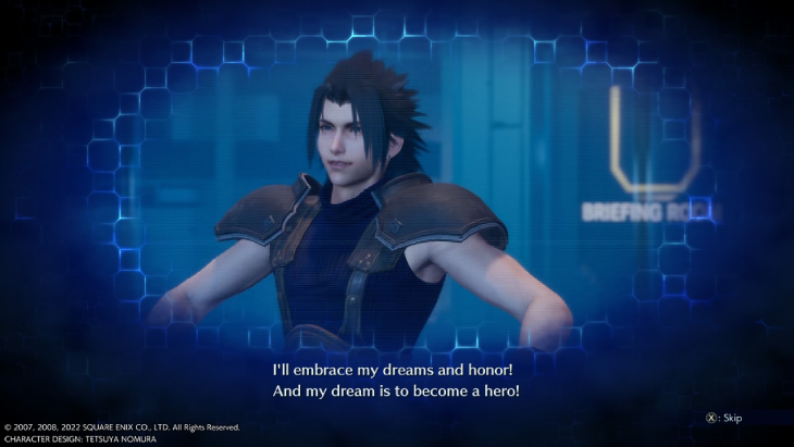 Viewing a memory through the Digital Mind Wave in Crisis Core: Final Fantasy VII Reunion.