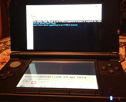 Nintendo 3DS XL Adobe Flash and HTML 5 Video Error