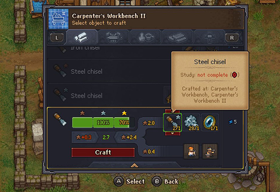 Making a gold quality steel chisel in Graveyard Keeper