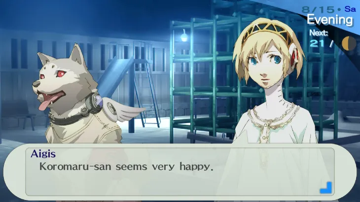 Taking a walk with Koromaru and Aigis in Persona 3 Portable