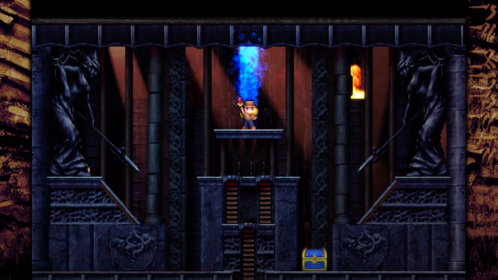 Using an Ankh Jewel to summon a Guardian in LA-MULANA 2.