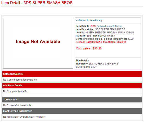 Super Smash Bros. for 3DS Release Date and Price leak